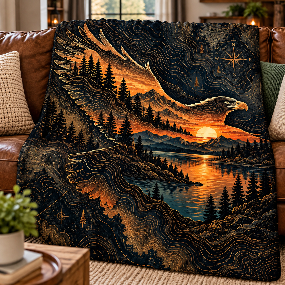 Majestic Eagle Wilderness Throw Blanket (60x80)