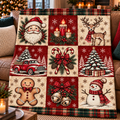 Vintage Christmas Patchwork Throw Blanket (60x80)