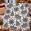 Christmas Plaid Tree & Snowflake Throw Blanket (60x80)