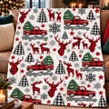 Plaid Reindeer Holiday Throw Blanket (60x80)