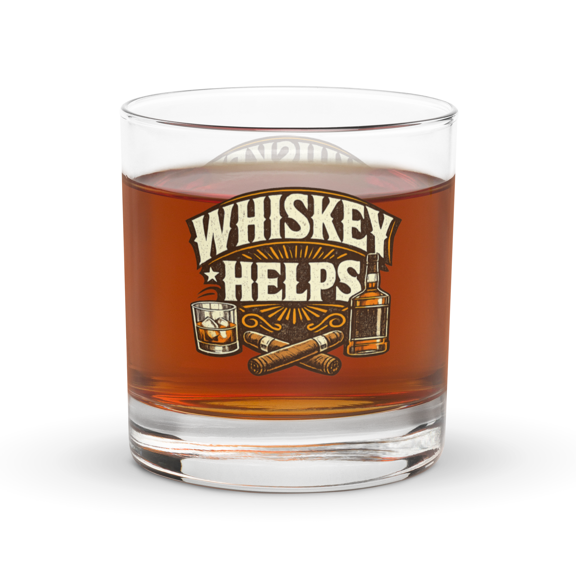 Whiskey Helps Rocks Glass