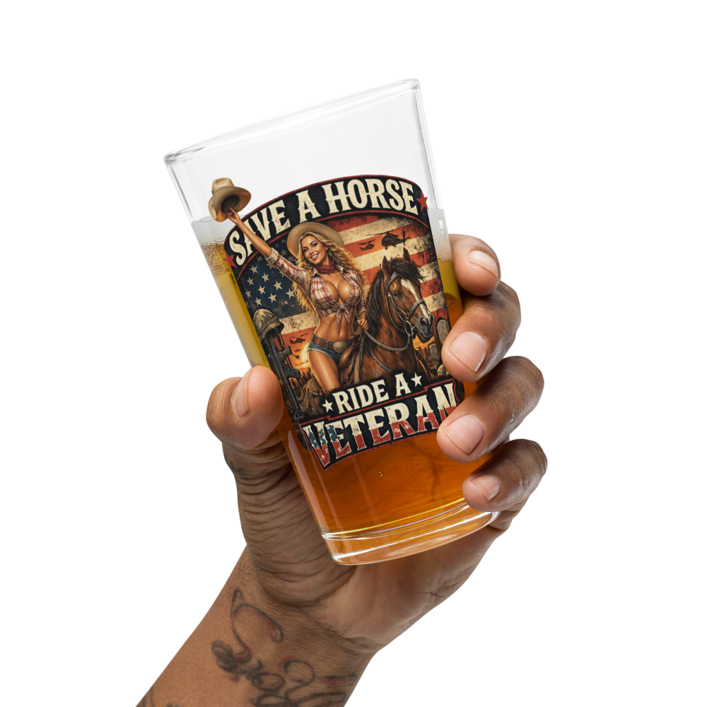 Save A Horse Ride A Veteran Pint Glass